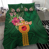 Manuʻa Islands Bedding Set Polynesian Style with Rooster Tattoo and Tropical Plants