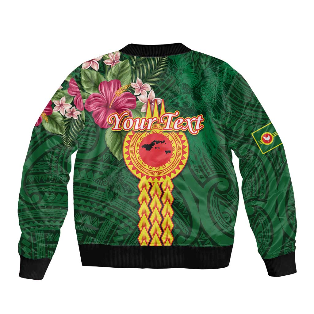 Personalised Manuʻa Islands Bomber Jacket Polynesian Style with Rooster Tattoo and Tropical Plants LT03 - Polynesian Pride
