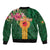 Manuʻa Islands Bomber Jacket Polynesian Style with Rooster Tattoo and Tropical Plants