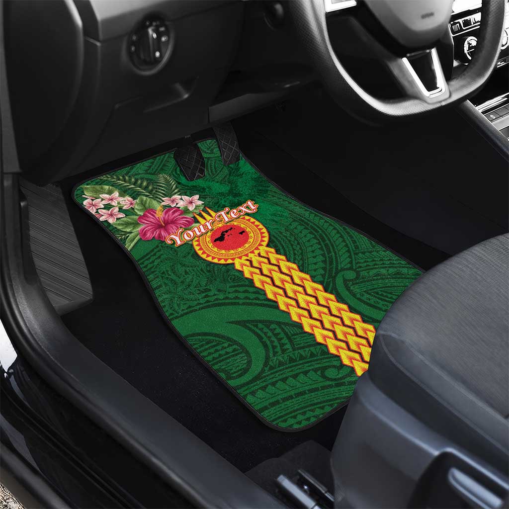 Personalised Manuʻa Islands Car Mats Polynesian Style with Rooster Tattoo and Tropical Plants LT03 - Polynesian Pride