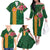 Manuʻa Islands Family Matching Off The Shoulder Long Sleeve Dress and Hawaiian Shirt Polynesian Style with Rooster Tattoo and Tropical Plants