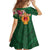 Manuʻa Islands Family Matching Off Shoulder Short Dress and Hawaiian Shirt Polynesian Style with Rooster Tattoo and Tropical Plants