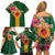 Manuʻa Islands Family Matching Off Shoulder Short Dress and Hawaiian Shirt Polynesian Style with Rooster Tattoo and Tropical Plants