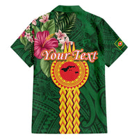 Manuʻa Islands Family Matching Off Shoulder Short Dress and Hawaiian Shirt Polynesian Style with Rooster Tattoo and Tropical Plants