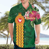 Manuʻa Islands Hawaiian Shirt Polynesian Style with Rooster Tattoo and Tropical Plants
