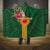 Manuʻa Islands Hooded Blanket Polynesian Style with Rooster Tattoo and Tropical Plants