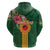 Manuʻa Islands Hoodie Polynesian Style with Rooster Tattoo and Tropical Plants