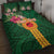 Manuʻa Islands Quilt Bed Set Polynesian Style with Rooster Tattoo and Tropical Plants
