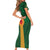 Manuʻa Islands Short Sleeve Bodycon Dress Polynesian Style with Rooster Tattoo and Tropical Plants