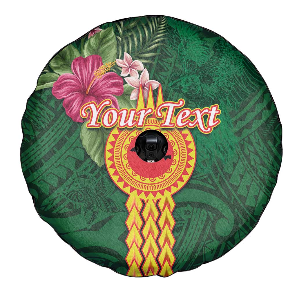 Personalised Manuʻa Islands Spare Tire Cover Polynesian Style with Rooster Tattoo and Tropical Plants LT03 - Polynesian Pride