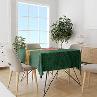 Manuʻa Islands Tablecloth Polynesian Style with Rooster Tattoo and Tropical Plants