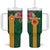 Manu'a Tumbler With Handle Polynesian Style with Rooster Tattoo and Tropical Plants