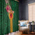 Manuʻa Islands Window Curtain Polynesian Style with Rooster Tattoo and Tropical Plants