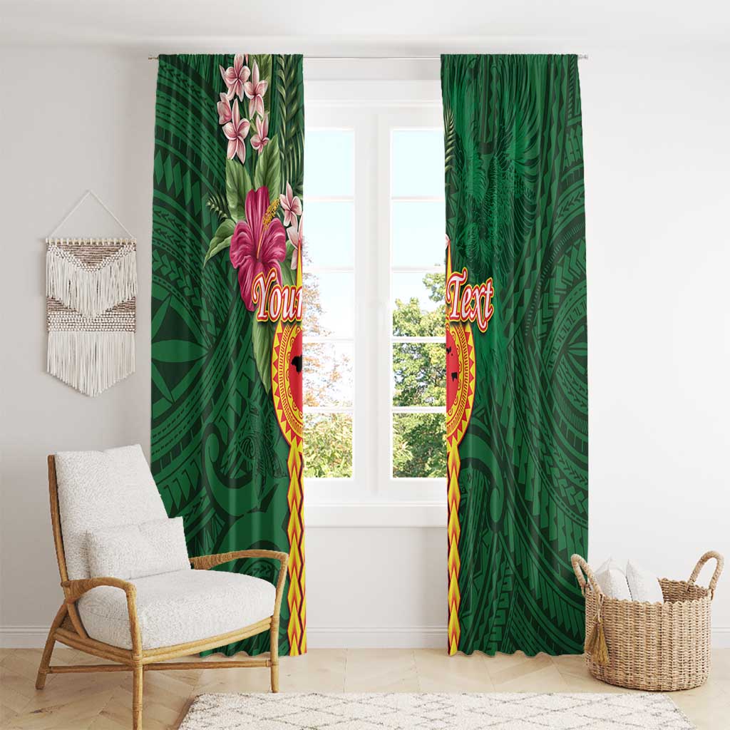 Manuʻa Islands Window Curtain Polynesian Style with Rooster Tattoo and Tropical Plants