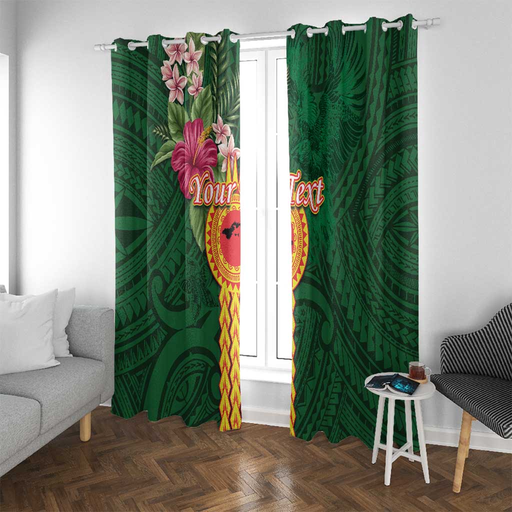 Manuʻa Islands Window Curtain Polynesian Style with Rooster Tattoo and Tropical Plants