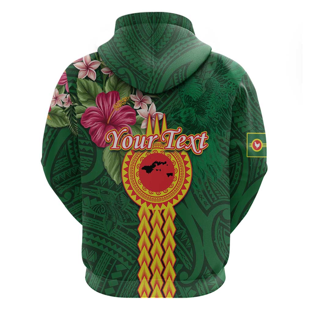 Personalised Manuʻa Islands Zip Hoodie Polynesian Style with Rooster Tattoo and Tropical Plants LT03 - Polynesian Pride