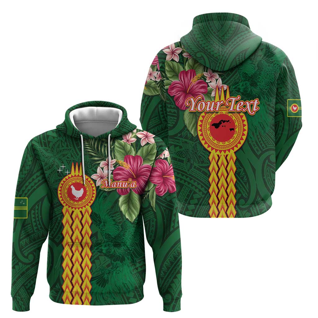 Personalised Manuʻa Islands Zip Hoodie Polynesian Style with Rooster Tattoo and Tropical Plants LT03 - Polynesian Pride