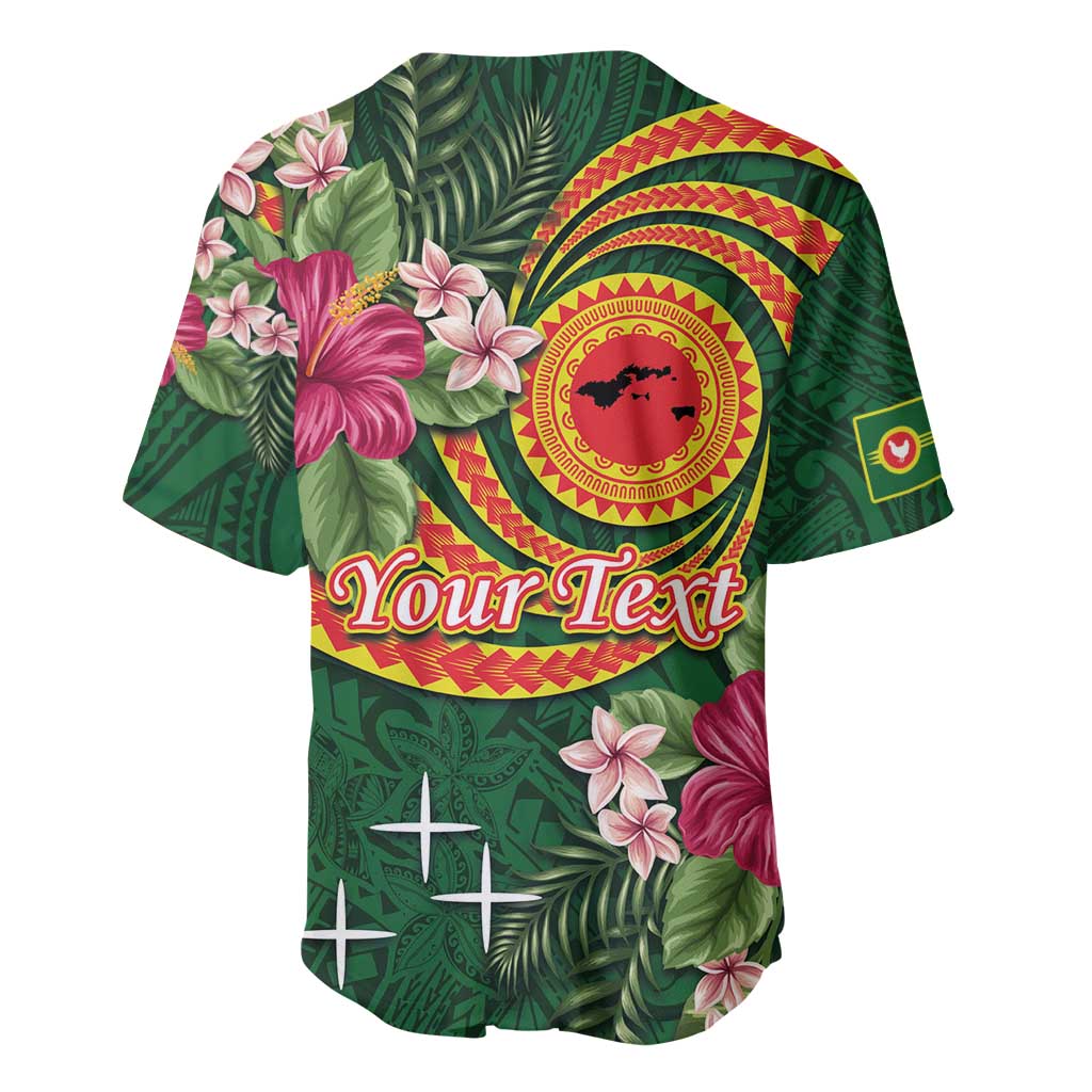 Manuʻa Islands Baseball Jersey Polynesian Art Tattoo Style and Tropical Plants