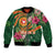 Manuʻa Islands Bomber Jacket Polynesian Art Tattoo Style and Tropical Plants