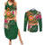 Manuʻa Islands Couples Matching Summer Maxi Dress and Long Sleeve Button Shirt Polynesian Art Tattoo Style and Tropical Plants
