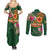 Manuʻa Islands Couples Matching Summer Maxi Dress and Long Sleeve Button Shirt Polynesian Art Tattoo Style and Tropical Plants