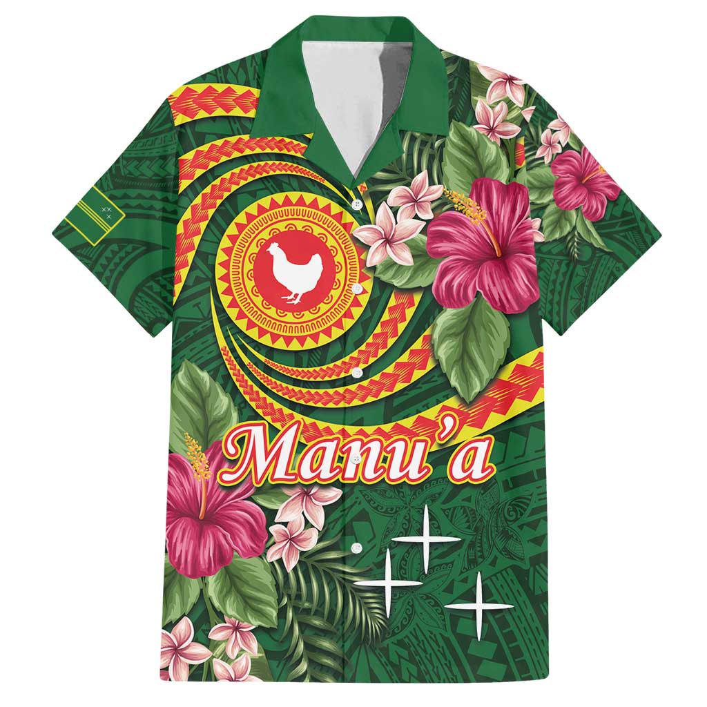 Personalised Manuʻa Islands Family Matching Long Sleeve Bodycon Dress and Hawaiian Shirt Polynesian Art Tattoo Style and Tropical Plants LT03 Dad's Shirt - Short Sleeve Green - Polynesian Pride