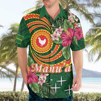 Manuʻa Islands Hawaiian Shirt Polynesian Art Tattoo Style and Tropical Plants