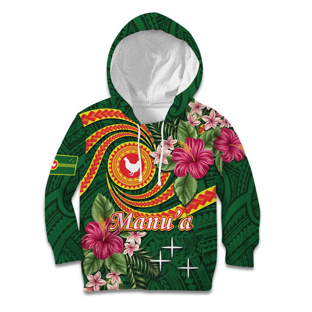 Manuʻa Islands Kid Hoodie Polynesian Art Tattoo Style and Tropical Plants