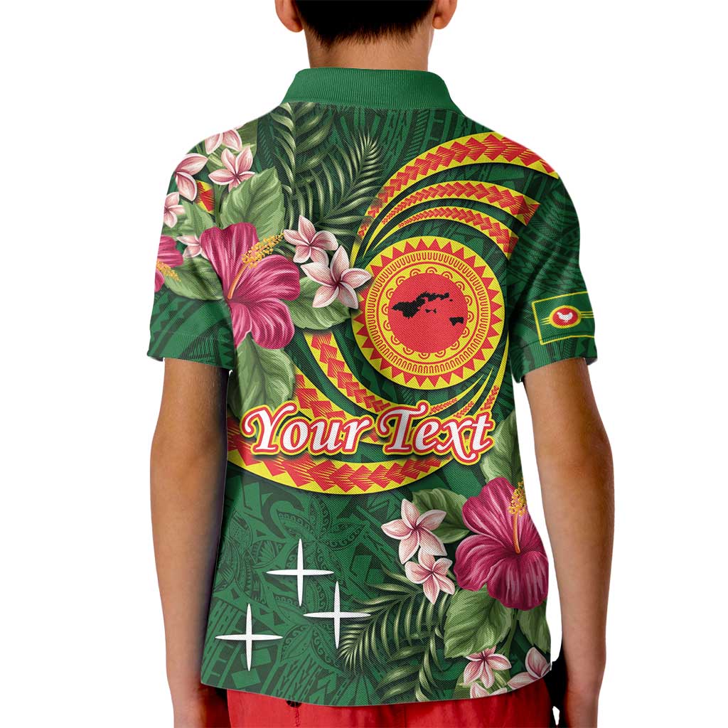 Manuʻa Islands Kid Polo Shirt Polynesian Art Tattoo Style and Tropical Plants