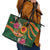 Manuʻa Islands Leather Tote Bag Polynesian Art Tattoo Style and Tropical Plants