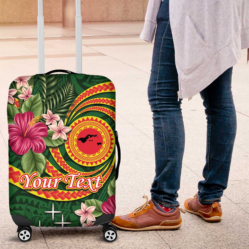 Personalised Manuʻa Islands Luggage Cover Polynesian Art Tattoo Style and Tropical Plants LT03 Green - Polynesian Pride