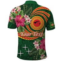 Manuʻa Islands Polo Shirt Polynesian Art Tattoo Style and Tropical Plants