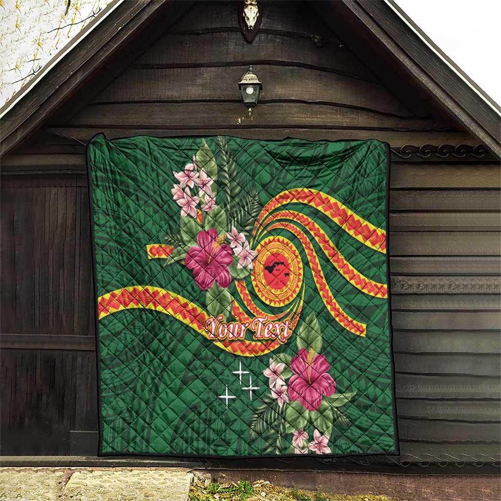 Personalised Manuʻa Islands Quilt Polynesian Art Tattoo Style and Tropical Plants LT03 - Polynesian Pride