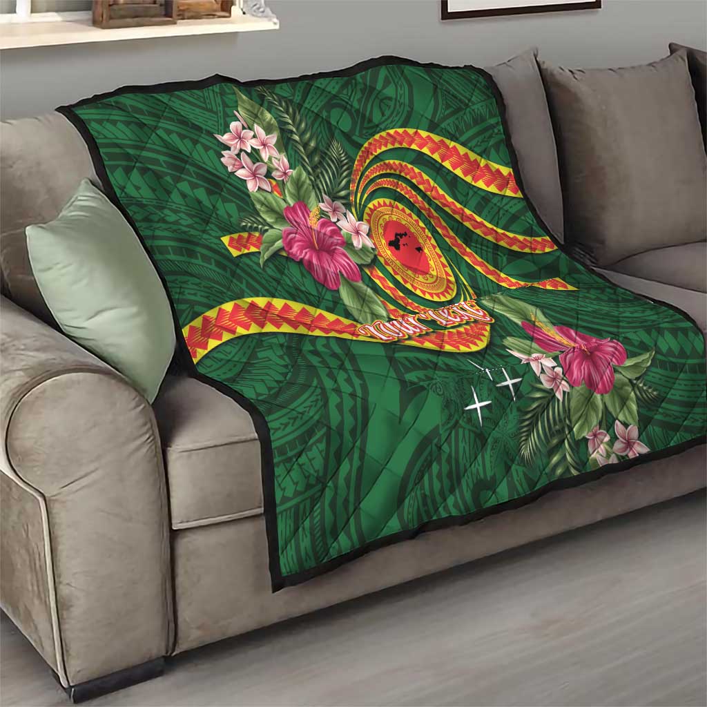 Personalised Manuʻa Islands Quilt Polynesian Art Tattoo Style and Tropical Plants LT03 - Polynesian Pride