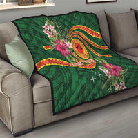 Personalised Manuʻa Islands Quilt Polynesian Art Tattoo Style and Tropical Plants LT03 - Polynesian Pride