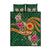Manuʻa Islands Quilt Bed Set Polynesian Art Tattoo Style and Tropical Plants