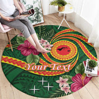 Personalised Manuʻa Islands Round Carpet Polynesian Art Tattoo Style and Tropical Plants LT03 - Polynesian Pride