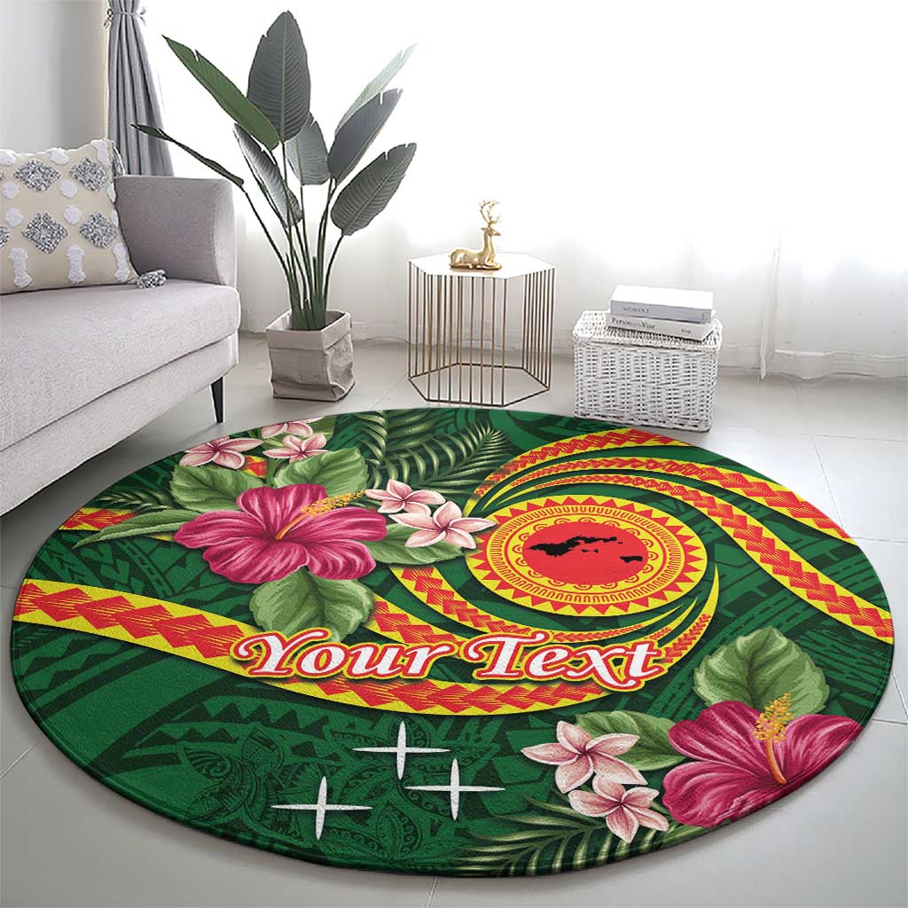 Personalised Manuʻa Islands Round Carpet Polynesian Art Tattoo Style and Tropical Plants LT03 - Polynesian Pride