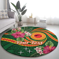 Personalised Manuʻa Islands Round Carpet Polynesian Art Tattoo Style and Tropical Plants LT03 - Polynesian Pride