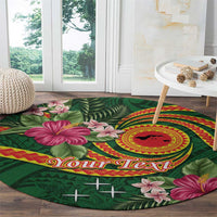 Personalised Manuʻa Islands Round Carpet Polynesian Art Tattoo Style and Tropical Plants LT03 - Polynesian Pride