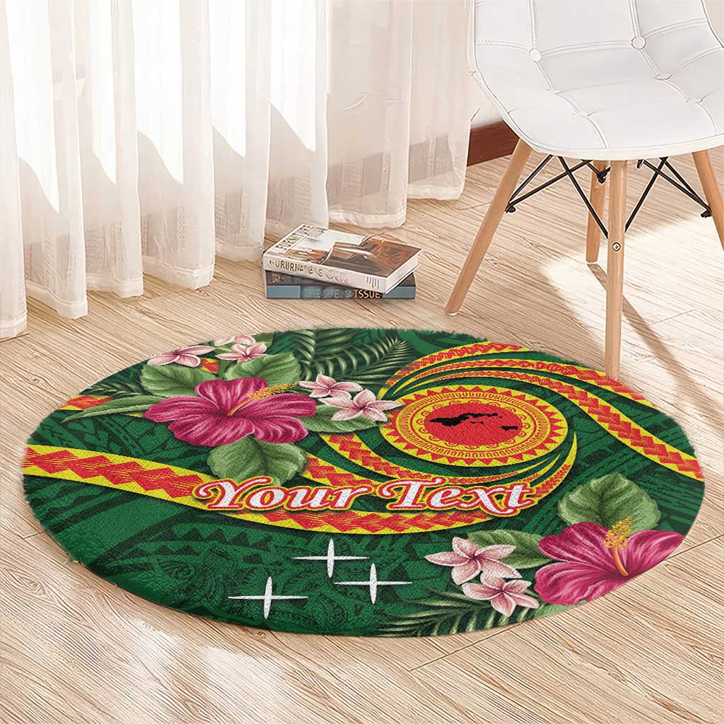 Personalised Manuʻa Islands Round Carpet Polynesian Art Tattoo Style and Tropical Plants LT03 - Polynesian Pride