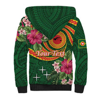 Manuʻa Islands Sherpa Hoodie Polynesian Art Tattoo Style and Tropical Plants