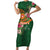 Manuʻa Islands Short Sleeve Bodycon Dress Polynesian Art Tattoo Style and Tropical Plants
