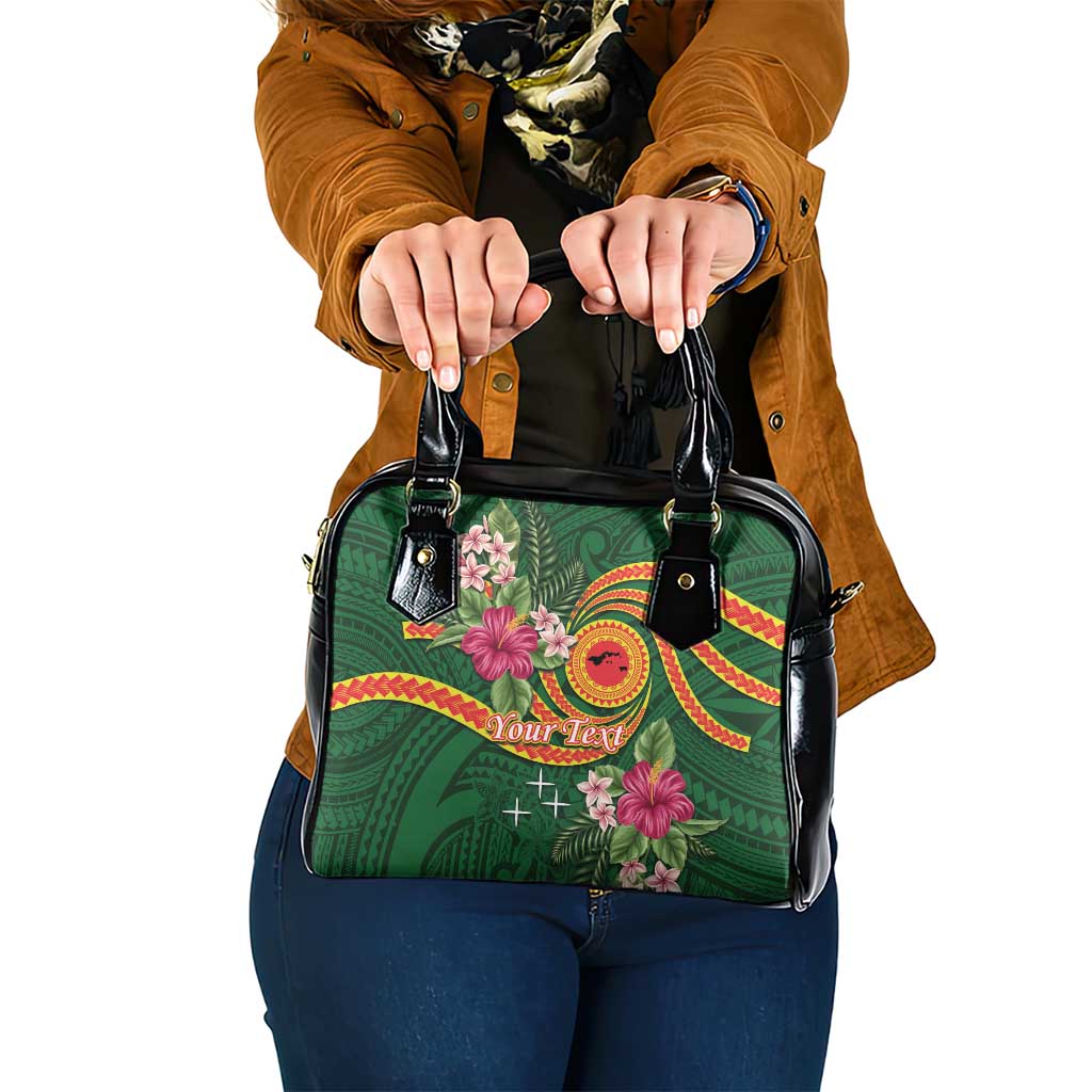 Personalised Manuʻa Islands Shoulder Handbag Polynesian Art Tattoo Style and Tropical Plants LT03 One Size Green - Polynesian Pride