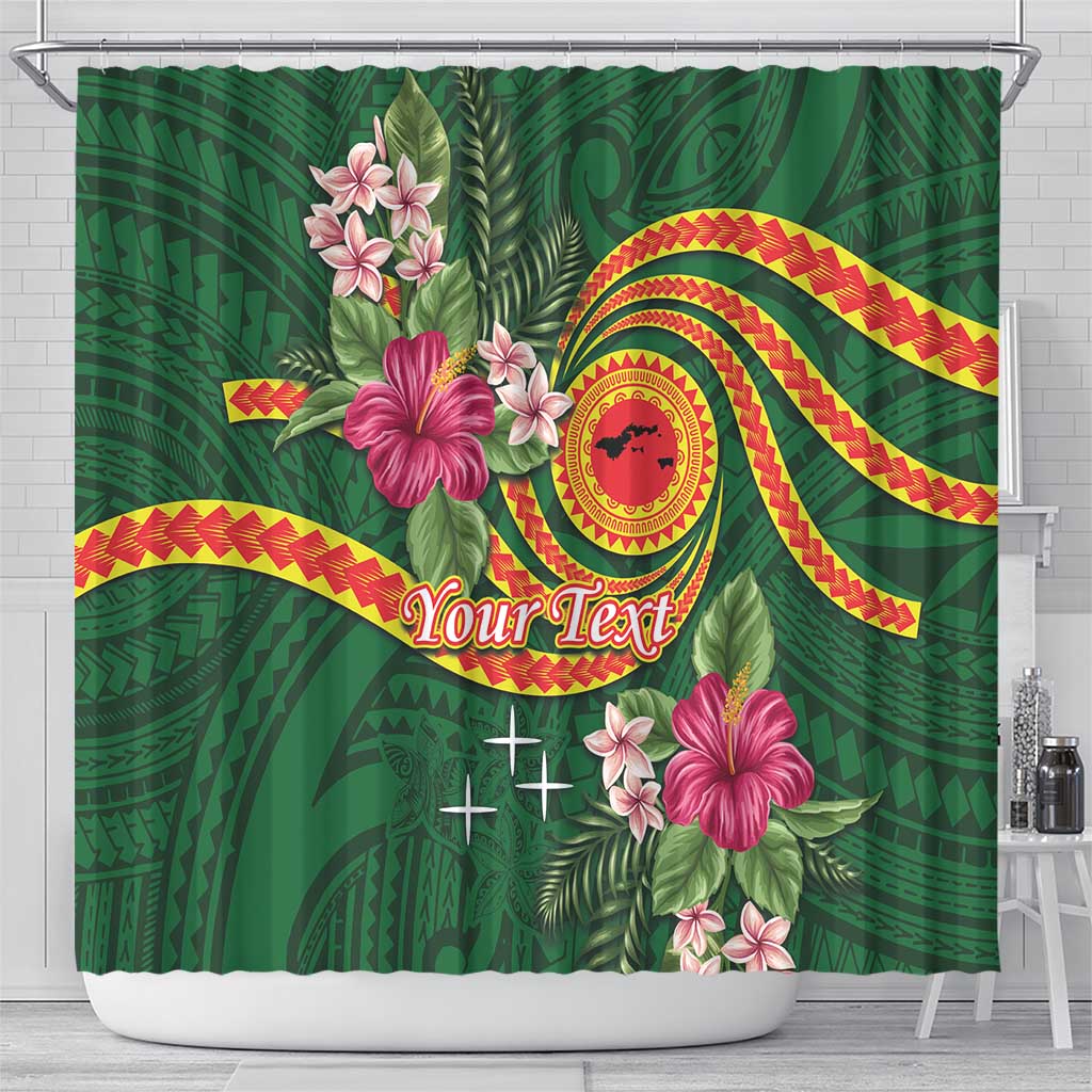 Personalised Manuʻa Islands Shower Curtain Polynesian Art Tattoo Style and Tropical Plants LT03 - Polynesian Pride