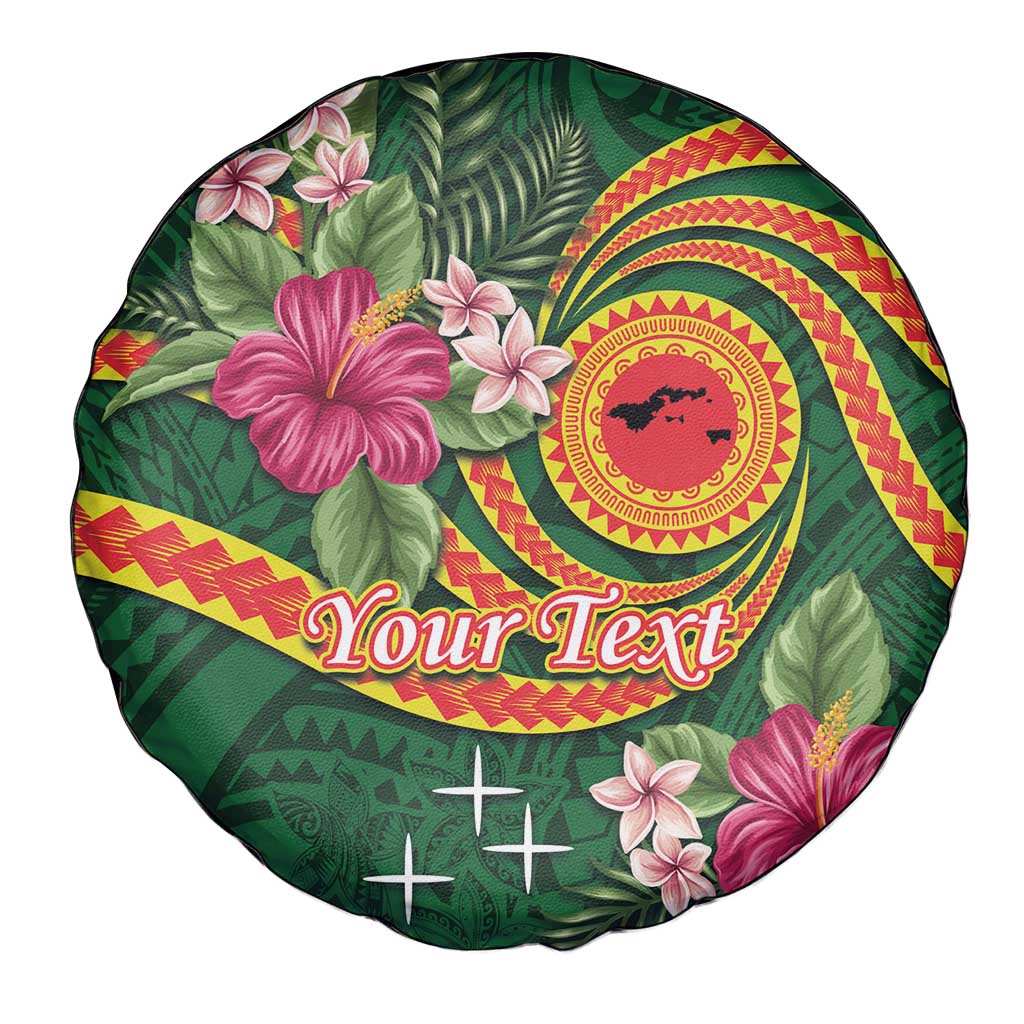 Personalised Manuʻa Islands Spare Tire Cover Polynesian Art Tattoo Style and Tropical Plants LT03 - Polynesian Pride