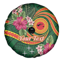 Personalised Manuʻa Islands Spare Tire Cover Polynesian Art Tattoo Style and Tropical Plants LT03 - Polynesian Pride