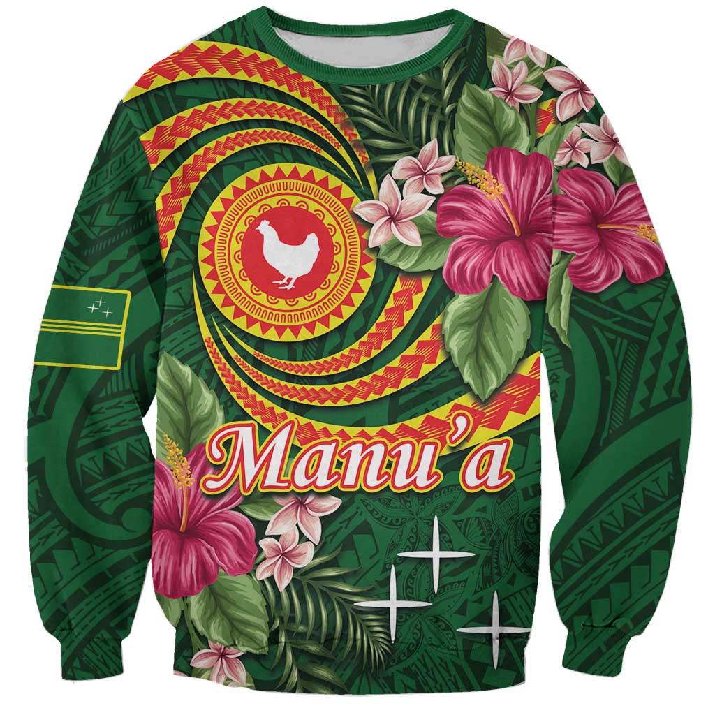 Manuʻa Islands Sweatshirt Polynesian Art Tattoo Style and Tropical Plants