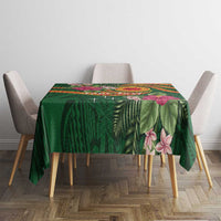 Manuʻa Islands Tablecloth Polynesian Art Tattoo Style and Tropical Plants