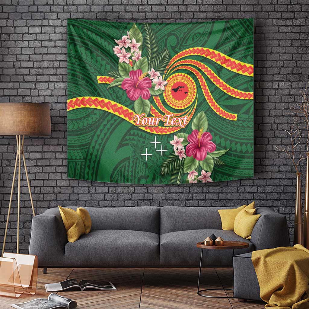 Personalised Manuʻa Islands Tapestry Polynesian Art Tattoo Style and Tropical Plants LT03 Green - Polynesian Pride